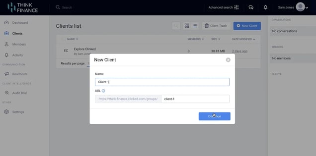 create client groups in clinked
